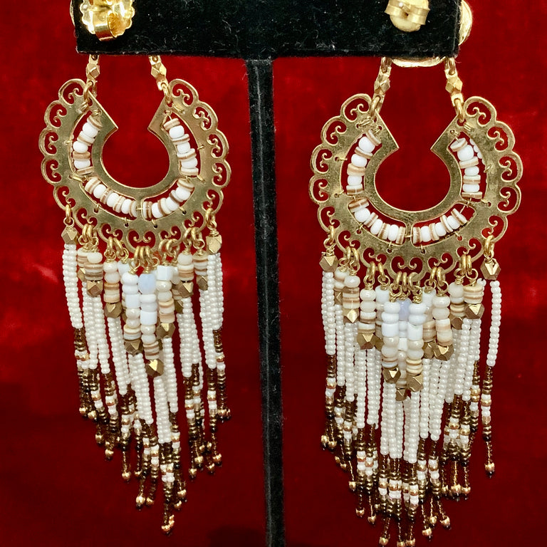 White Chandelier Earrings