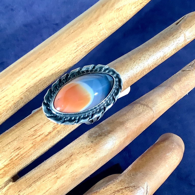 Agate and Sterling Ring