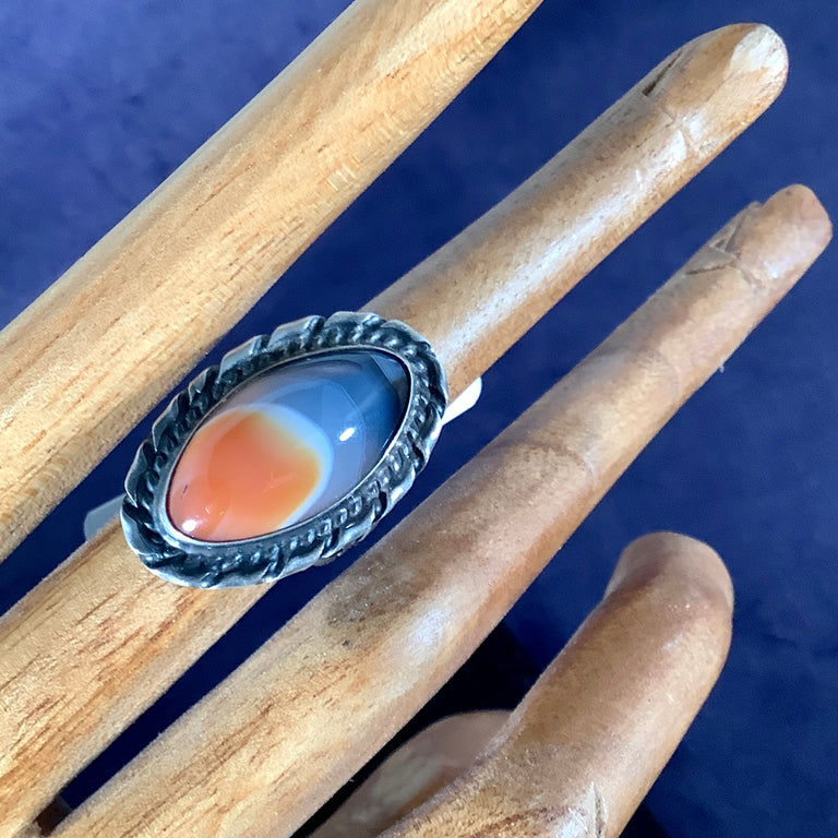 Agate and Sterling Ring