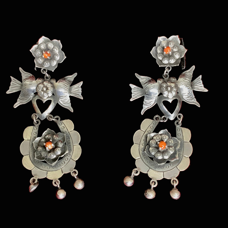 Bird & Flower Earrings