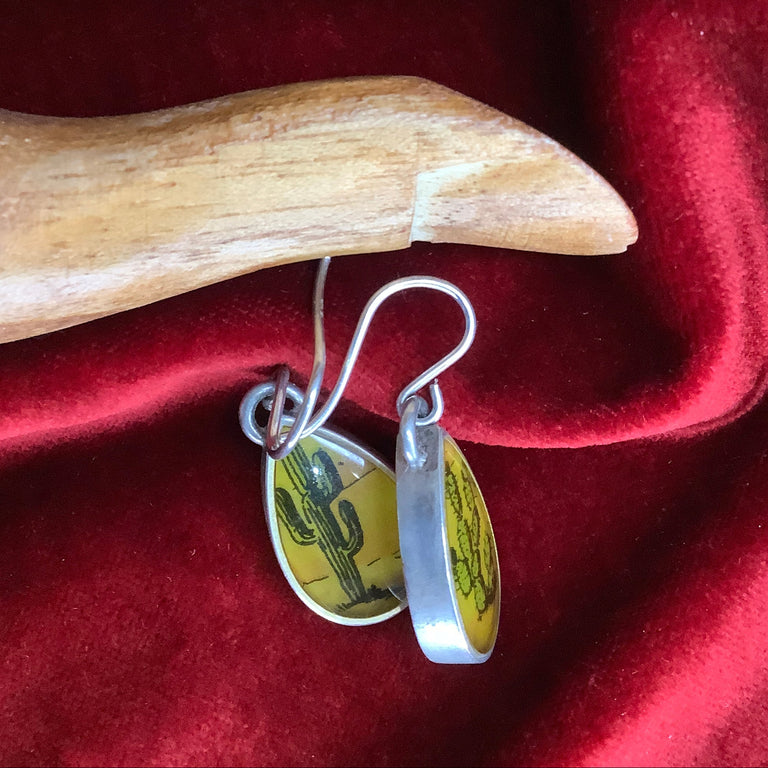 Sterling Silver & Cactus Earrings