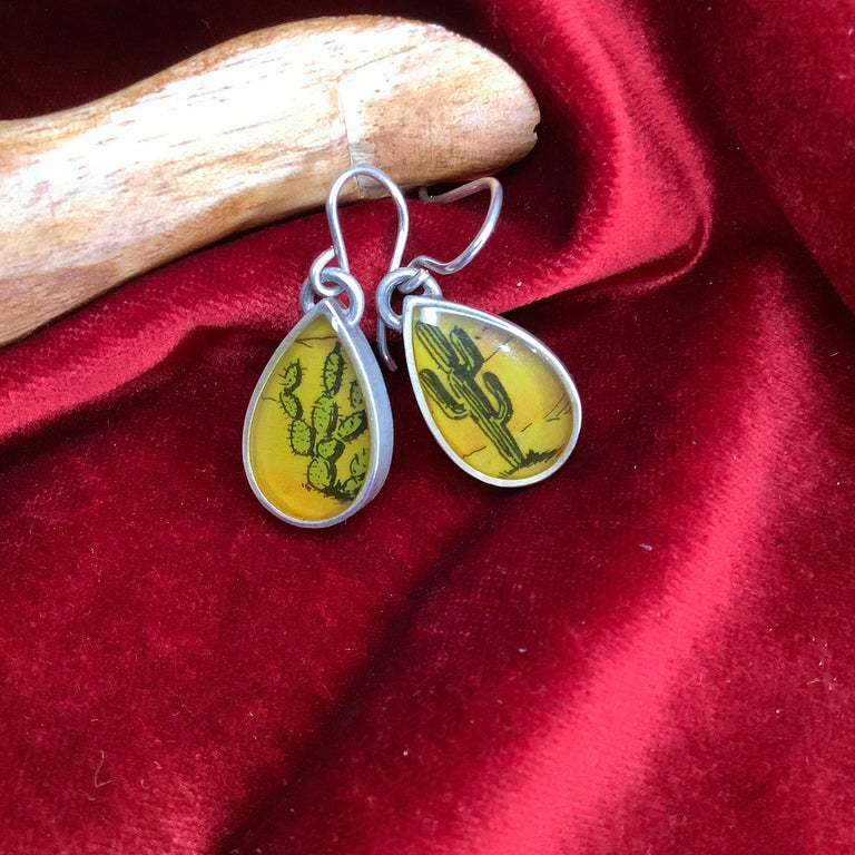 Sterling Silver & Cactus Earrings