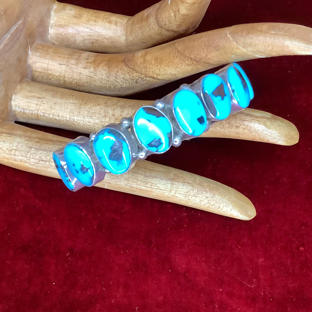 Sterling Cuff - 10 Turquoise Stones
