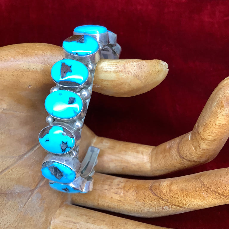 Sterling Cuff - 10 Turquoise Stones