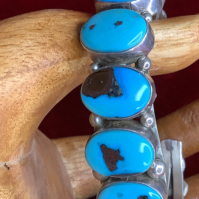 Sterling Cuff - 10 Turquoise Stones