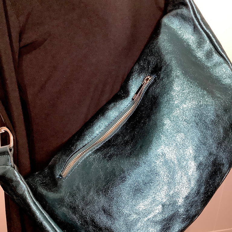 Metallic Blue Purse by Italy