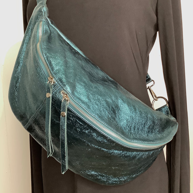 Metallic Blue Purse by Italy