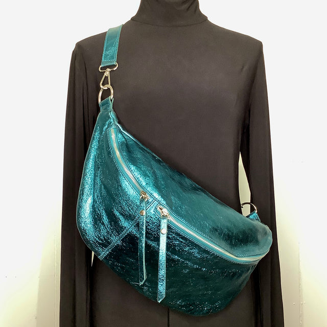 Metallic Blue Purse by Italy