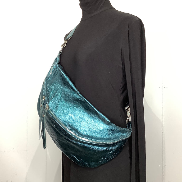Metallic Blue Purse by Italy