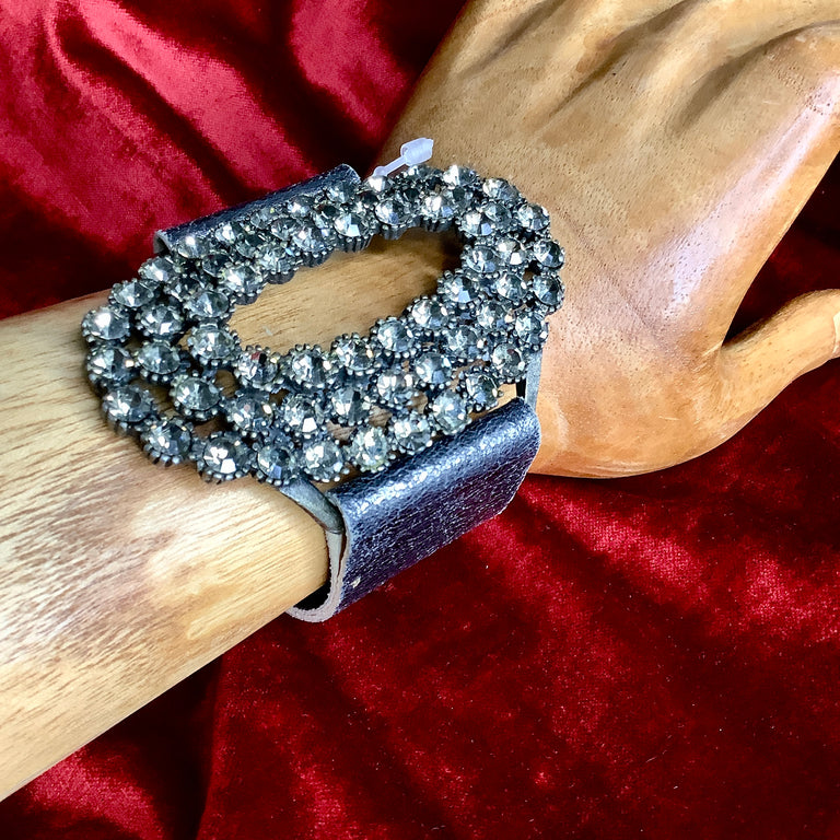 Leather and Rhinestone Bracelet
