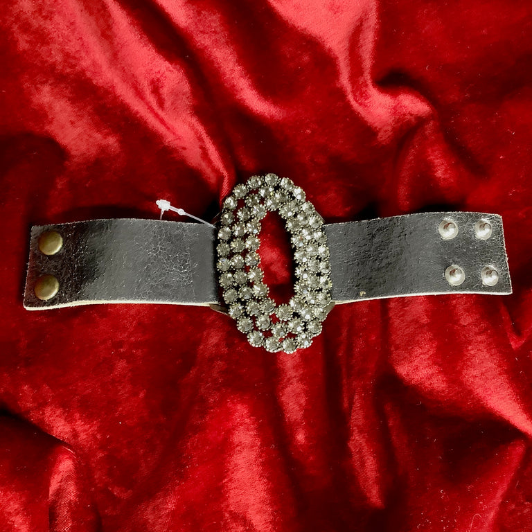 Leather and Rhinestone Bracelet