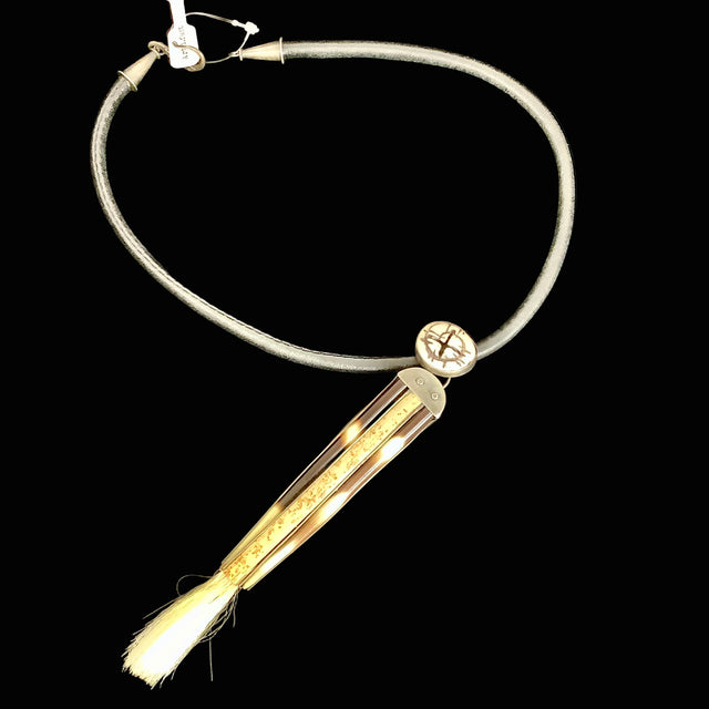 Porcupine Quill Pendant on Leather Cord