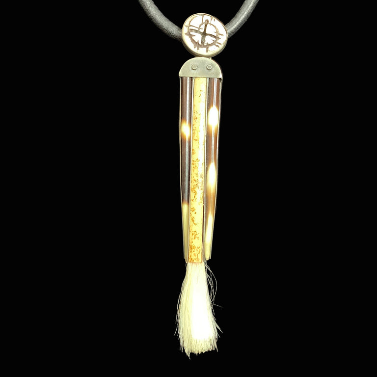 Porcupine Quill Pendant on Leather Cord
