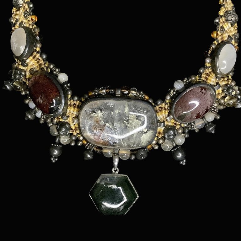 Knotwork Necklace with Inclusion Quartz