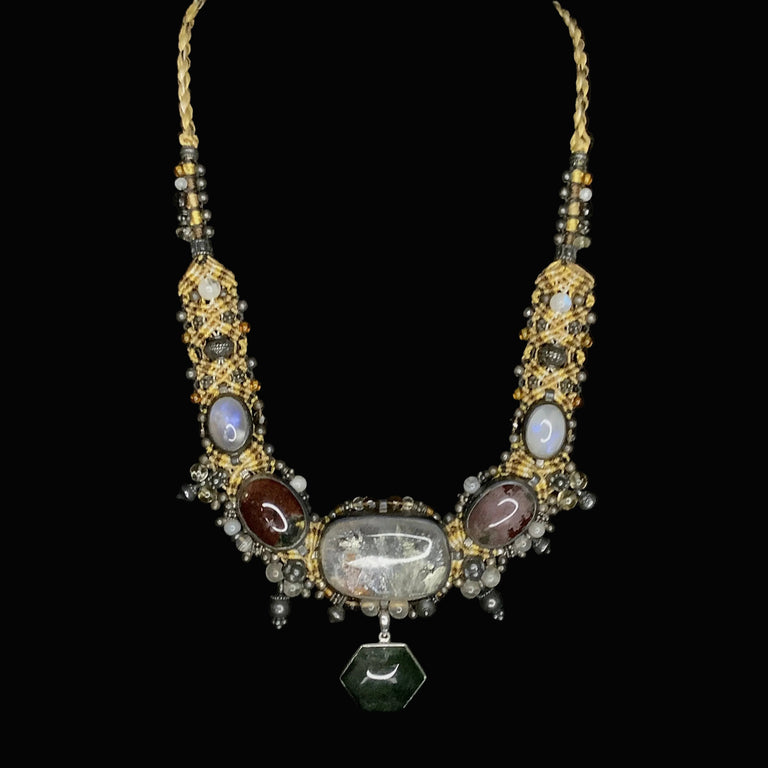 Knotwork Necklace with Inclusion Quartz
