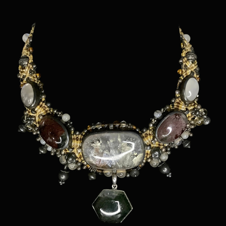 Knotwork Necklace with Inclusion Quartz