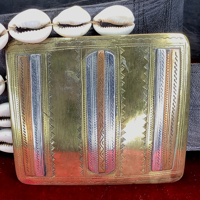 African Shells and Leather Belt