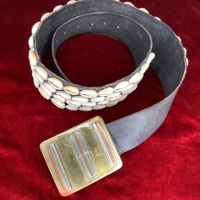 African Shells and Leather Belt
