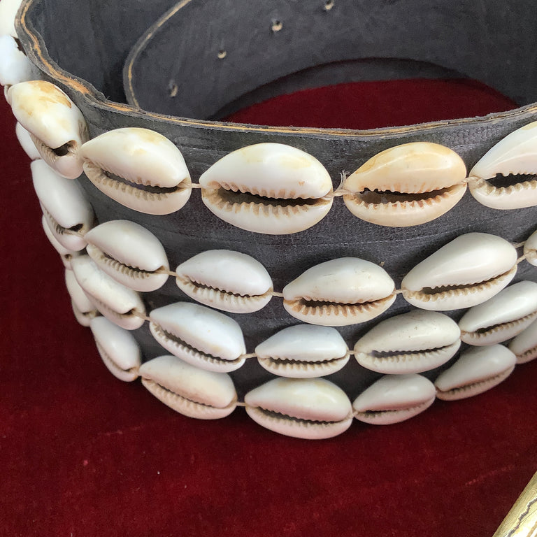 African Shells and Leather Belt