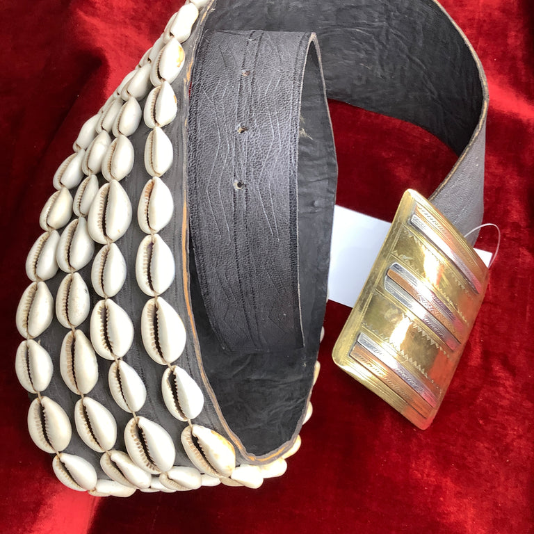 African Shells and Leather Belt