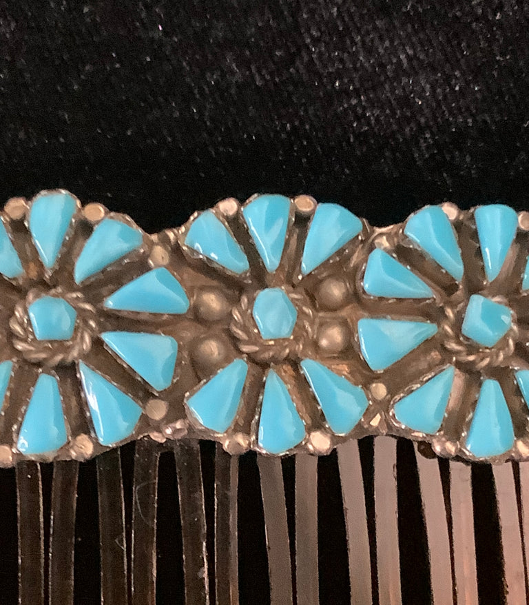 Turquoise Flower Hair Comb
