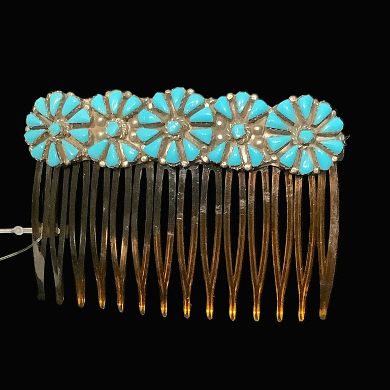Turquoise Flower Hair Comb