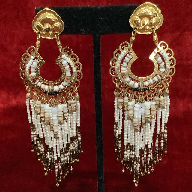 White Chandelier Earrings