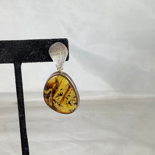 Amber and Sterling Silver Earrings